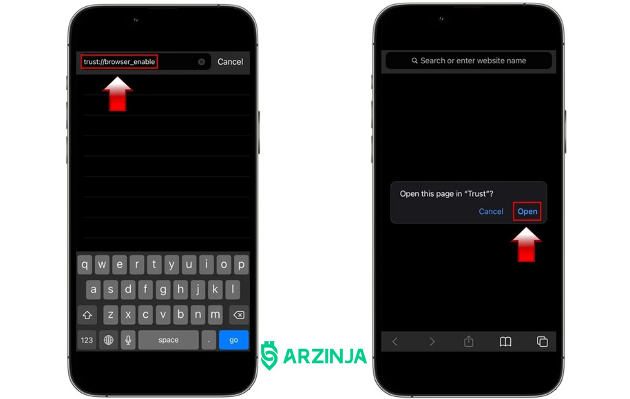 فعالسازی مرورگر dapp تراست ولت