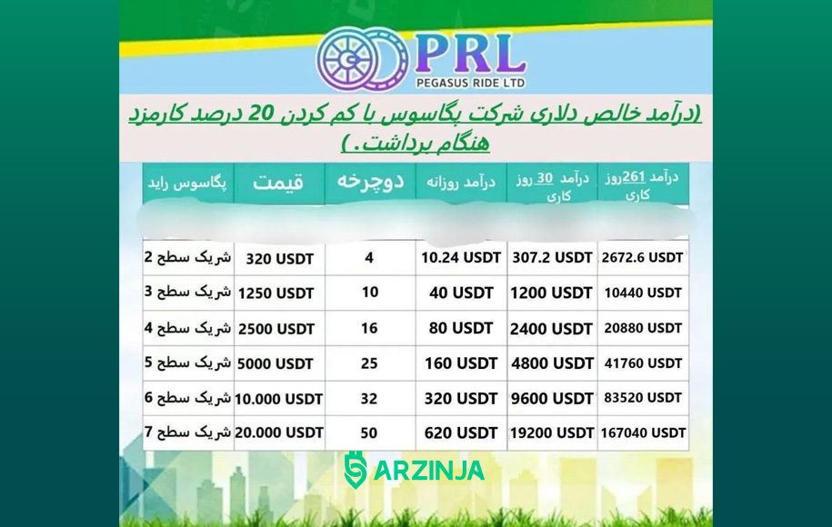 سطوح سرمایه گذاری پگاسوس راید