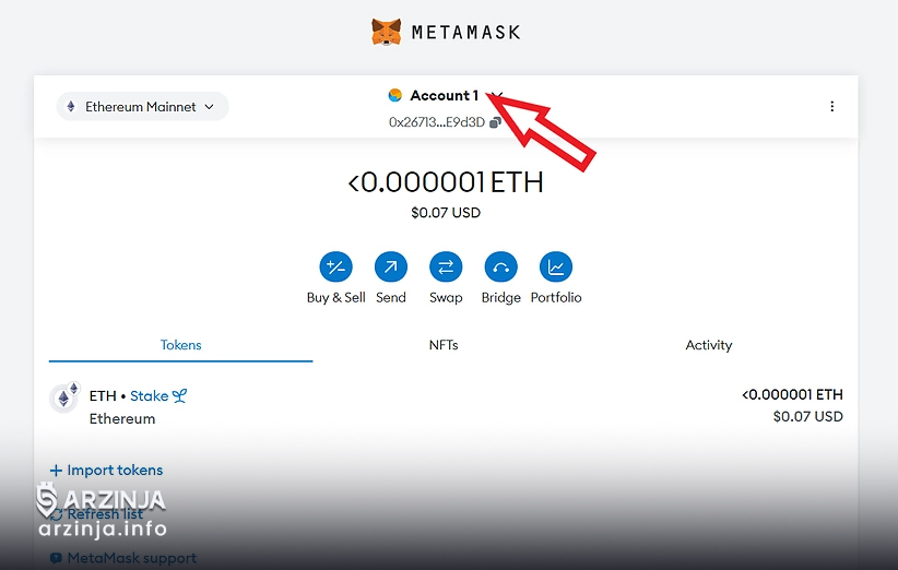 بازیابی کیف پول با کلید خصوصی در metamask